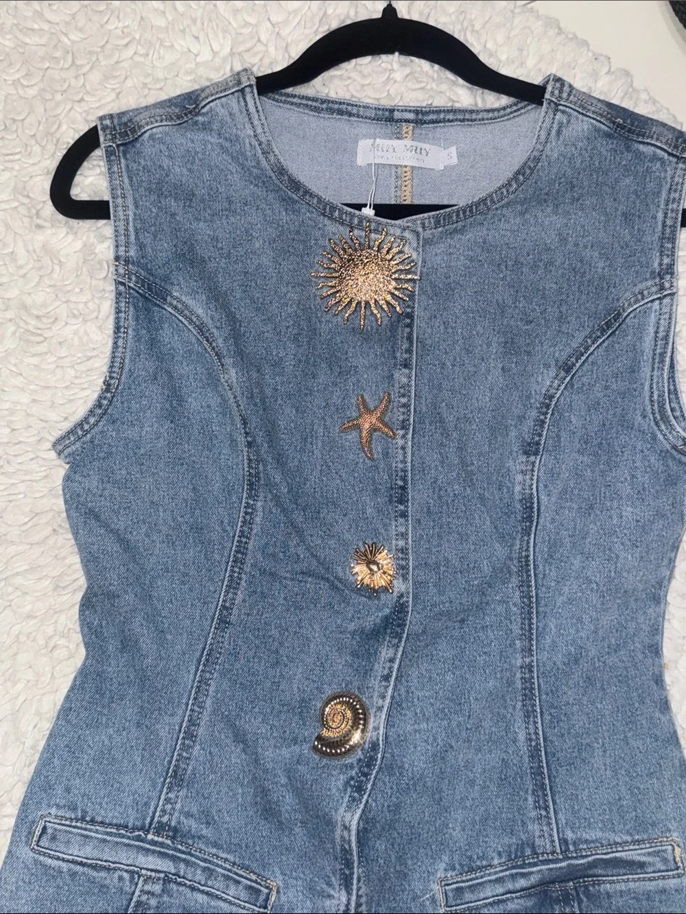 Denim top with gold hardware